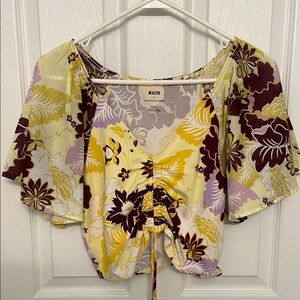 Maeve Floral Yellow and Brown Women's Top